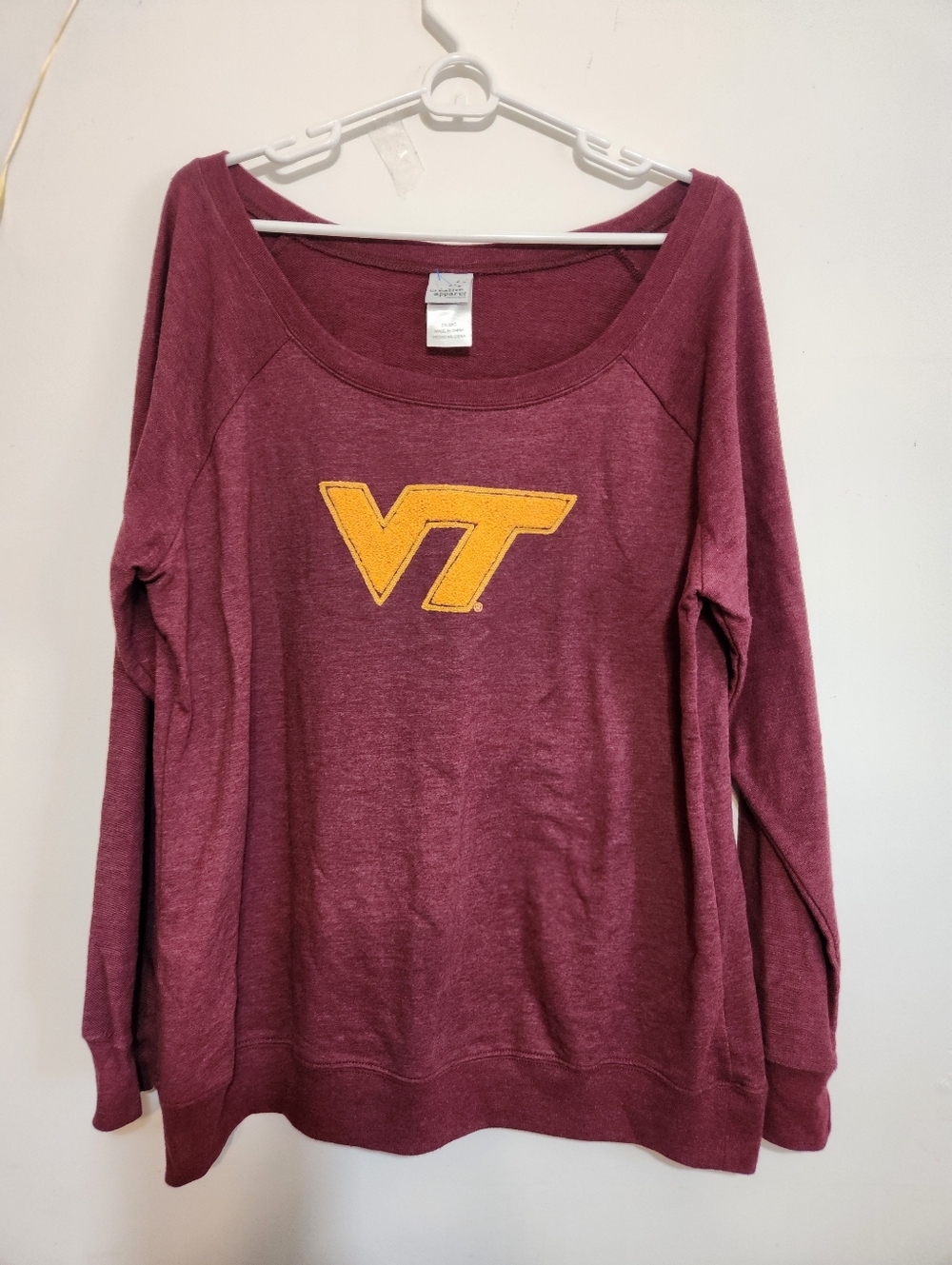 VT LOGO Virginia TECH LONG SLEEVE scoop Neck Sweatshirt WOMENS 2X plus Size